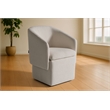 Pemberly Row Modern Fabric Dining Chair with 5 Castor Wheels in Ivory