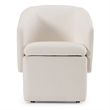 Pemberly Row Modern Fabric Dining Chair with 5 Castor Wheels in Ivory