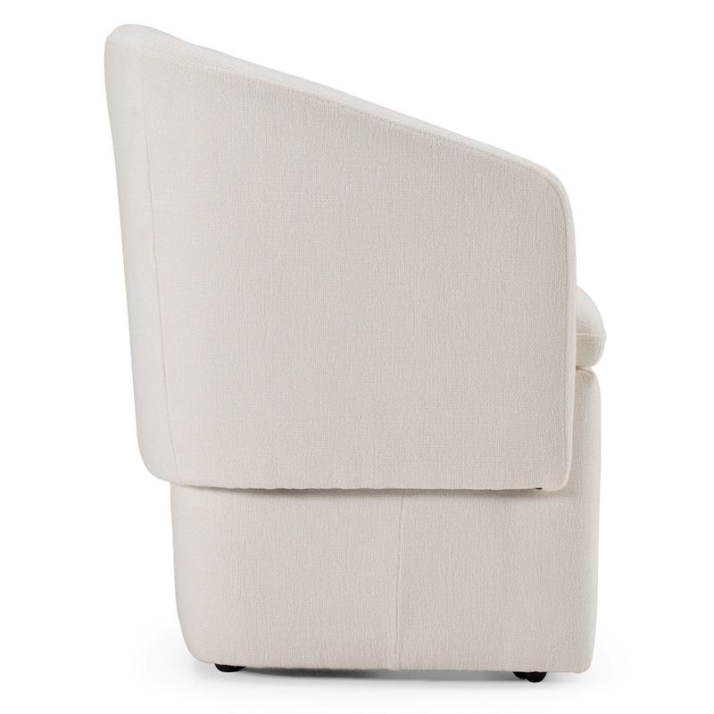 Pemberly Row Modern Fabric Dining Chair with 5 Castor Wheels in Ivory