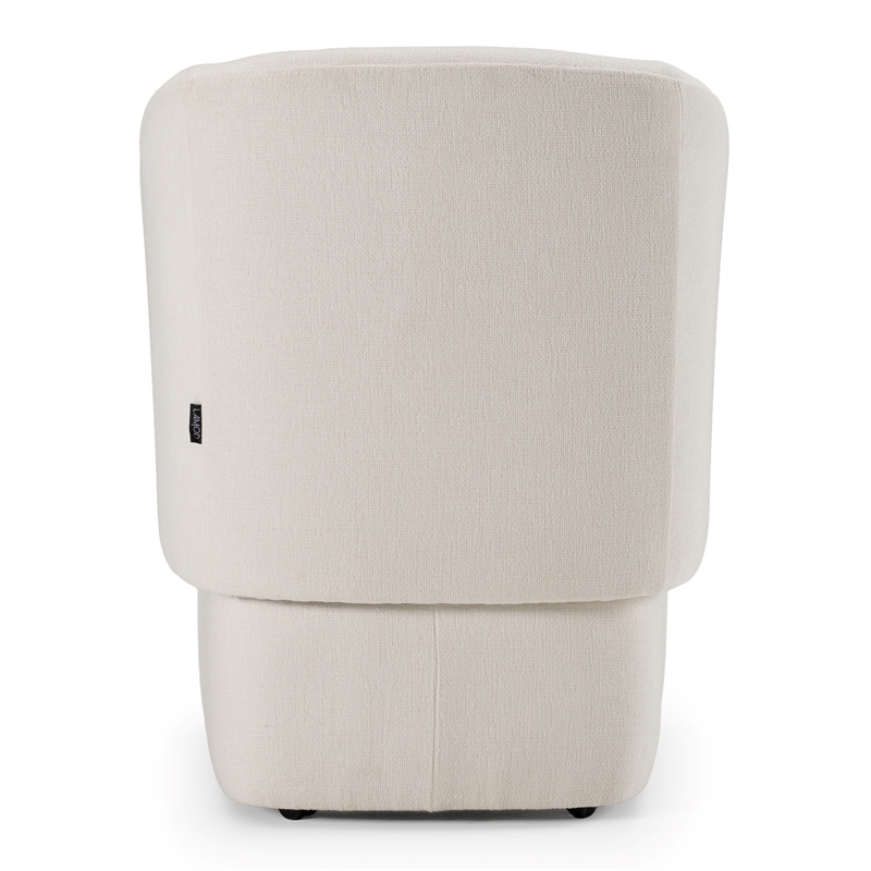 Pemberly Row Modern Fabric Dining Chair with 5 Castor Wheels in Ivory