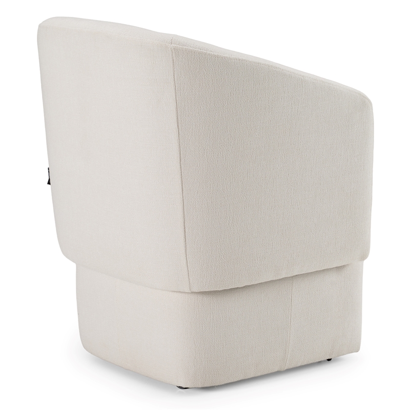 Pemberly Row Modern Fabric Dining Chair with 5 Castor Wheels in Ivory