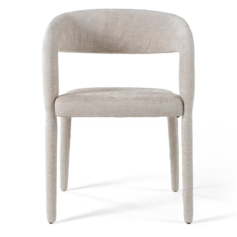 Pemberly Row Modern Fabric Dining Chair with Cast Iron Legs in Ivory Beige