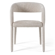 Pemberly Row Modern Fabric Dining Chair with Cast Iron Legs in Ivory Beige