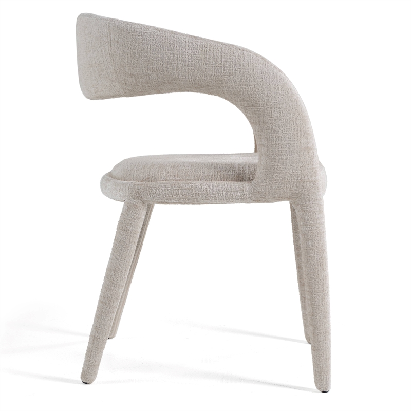 Pemberly Row Modern Fabric Dining Chair with Cast Iron Legs in Ivory Beige