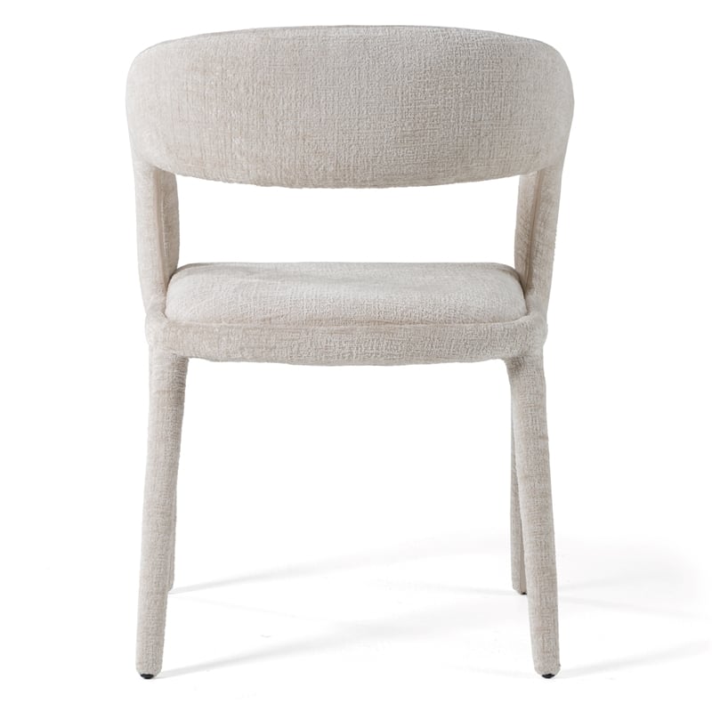 Pemberly Row Modern Fabric Dining Chair with Cast Iron Legs in Ivory Beige