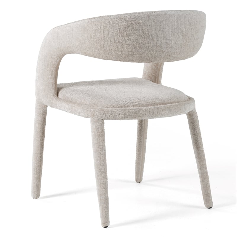 Pemberly Row Modern Fabric Dining Chair with Cast Iron Legs in Ivory Beige