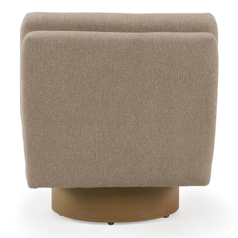 Pemberly Row Modern Fabric Slipper Accent Chair in Beige & Light Chestnut