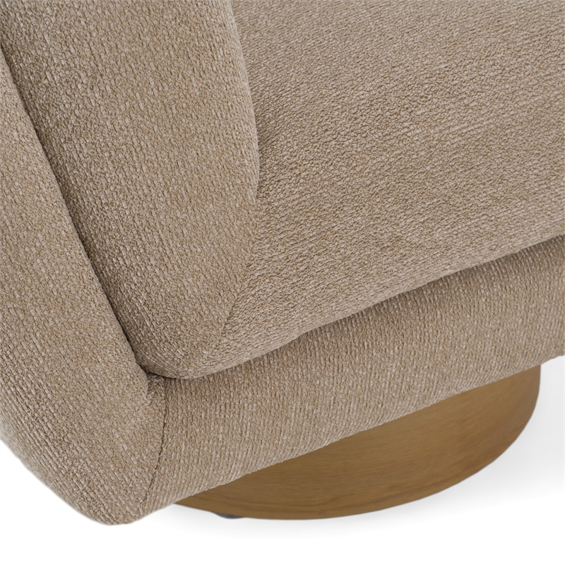 Pemberly Row Modern Fabric Slipper Accent Chair in Beige & Light Chestnut