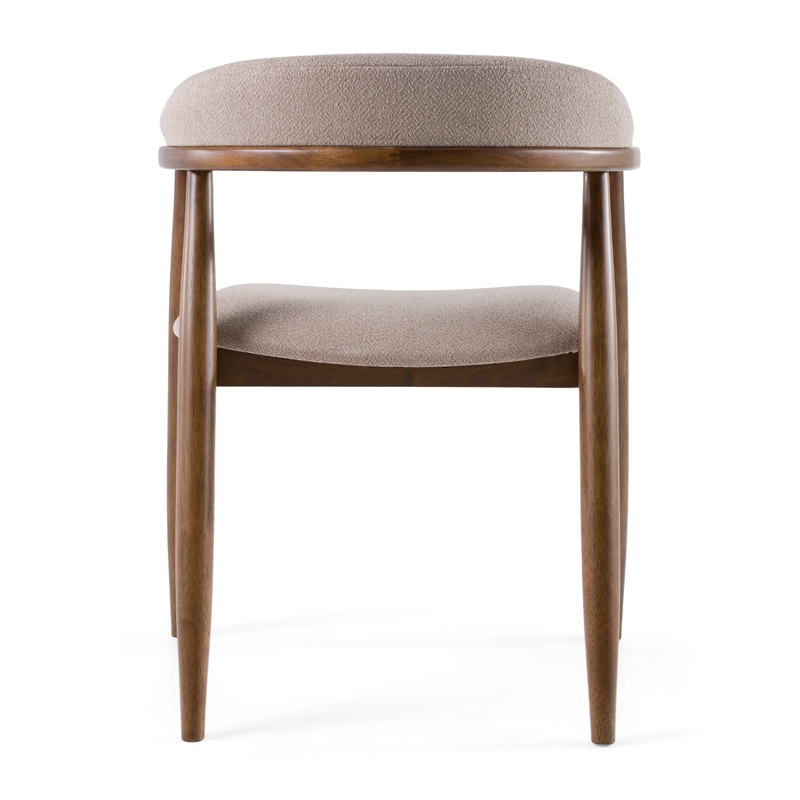 Pemberly Row Mid-Century Fabric Dining Chair in Tan Hazelnut & Walnut