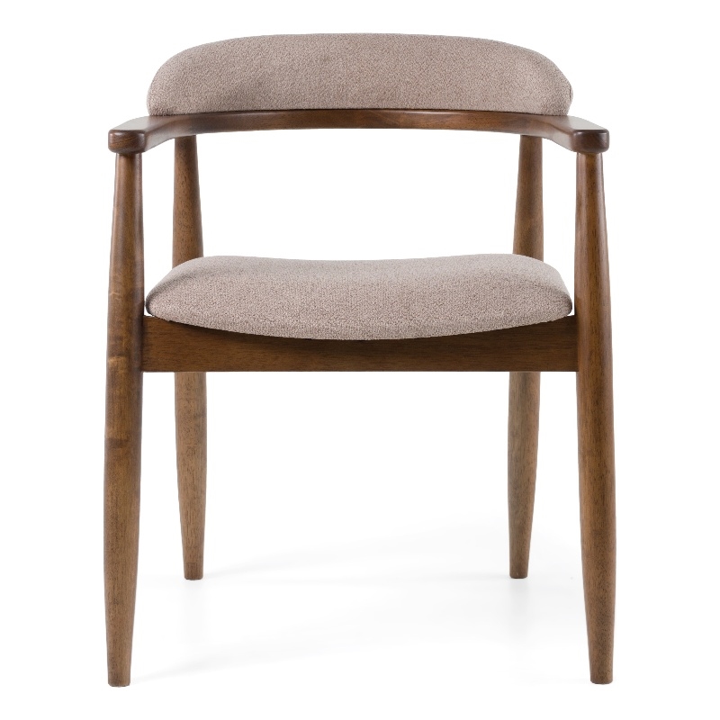 Pemberly Row Mid-Century Fabric Dining Chair in Tan Hazelnut & Walnut