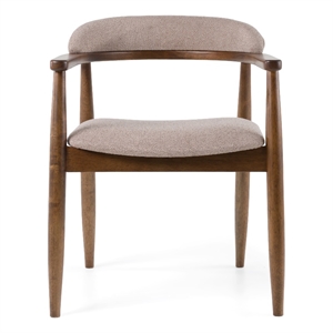 Pemberly Row Mid-Century Fabric Dining Chair in Tan Hazelnut & Walnut