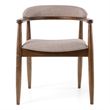 Pemberly Row Mid-Century Fabric Dining Chair in Tan Hazelnut & Walnut