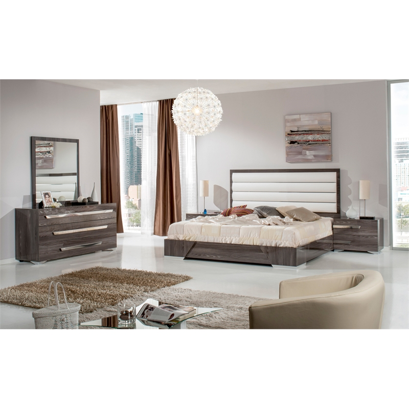 Pemberly Row Italian Modern 39x41 Inch Wall Mirror in Gray Elm Veneer