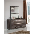 Pemberly Row Italian Modern 39x41 Inch Wall Mirror in Gray Elm Veneer