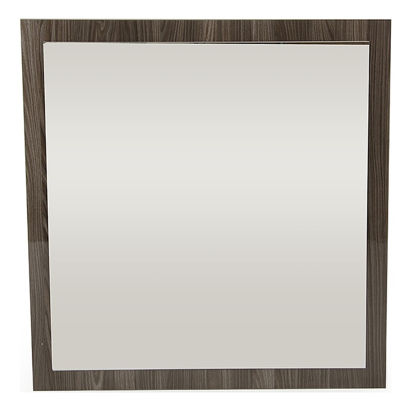 Pemberly Row Italian Modern 39x41 Inch Wall Mirror in Gray Elm Veneer