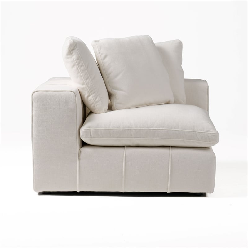 Pemberly Row Modern 43x43 Inch Fabric Modular Corner Seat in Off White