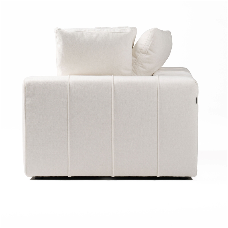 Pemberly Row Modern 43x43 Inch Fabric Modular Corner Seat in Off White