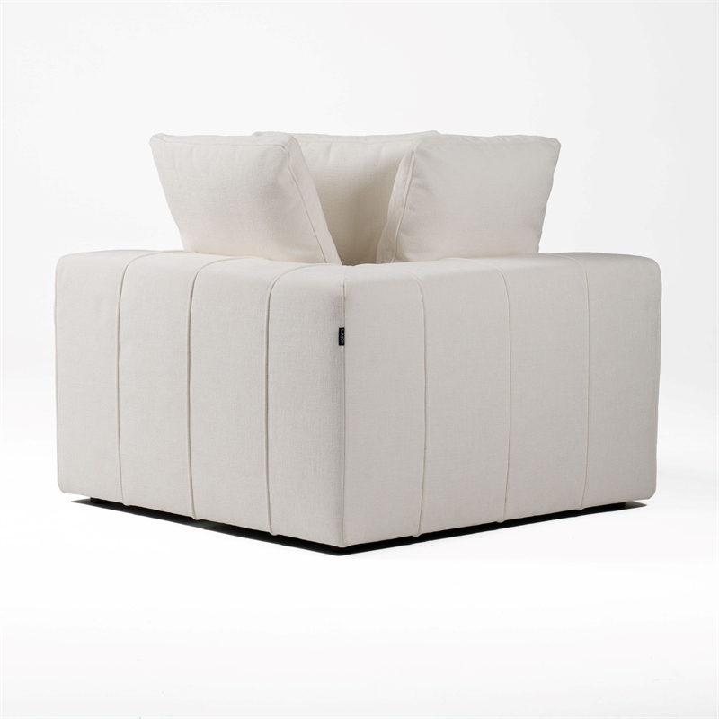 Pemberly Row Modern 43x43 Inch Fabric Modular Corner Seat in Off White