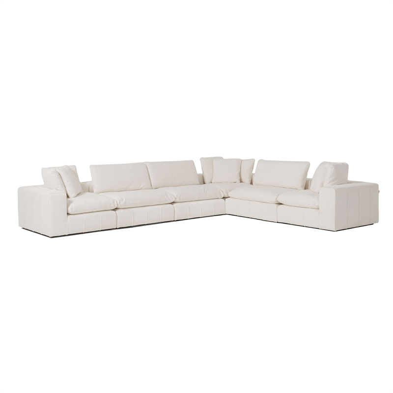 Pemberly Row Modern 43x43 Inch Fabric Modular Corner Seat in Off White