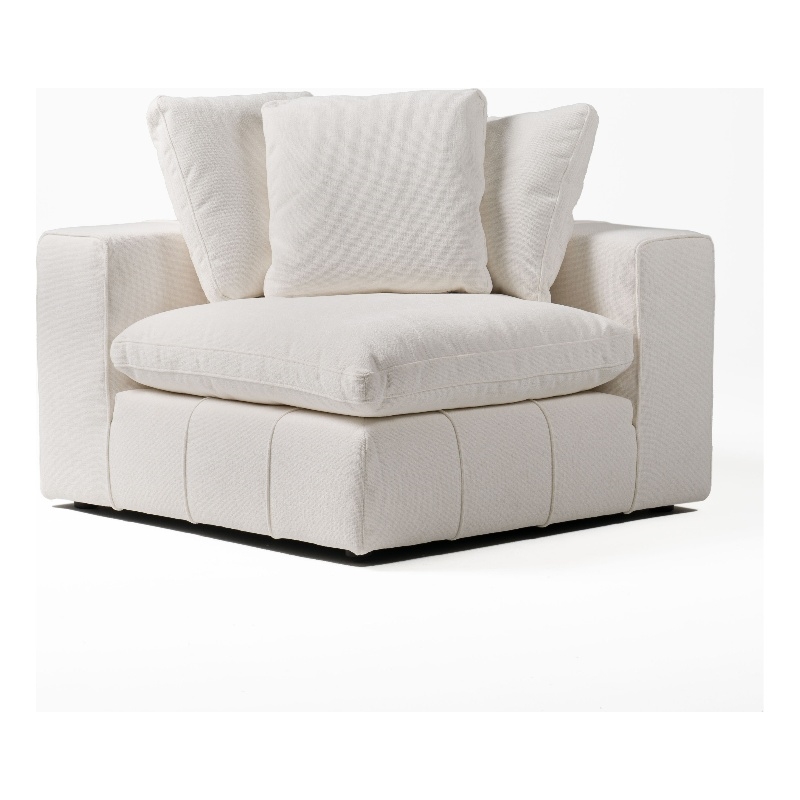 Pemberly Row Modern 43x43 Inch Fabric Modular Corner Seat in Off White
