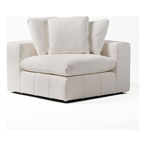 Pemberly Row Modern 43x43 Inch Fabric Modular Corner Seat in Off White