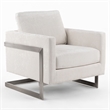 Pemberly Row Contemporary Fabric Accent Chair in Off White & Silver