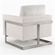 Pemberly Row Contemporary Fabric Accent Chair in Off White & Silver