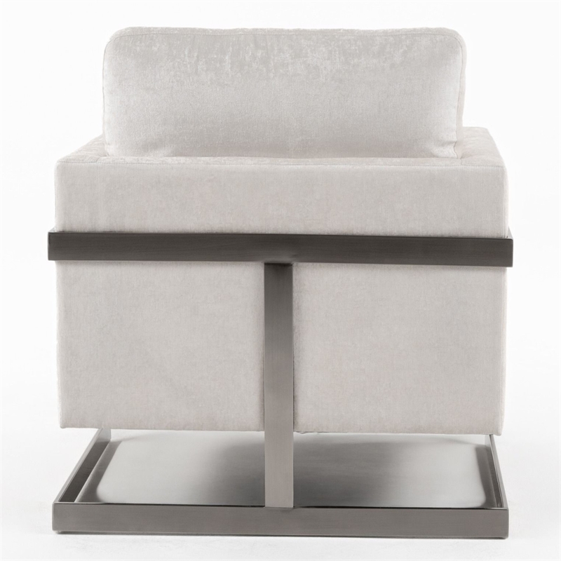 Pemberly Row Contemporary Fabric Accent Chair in Off White & Silver