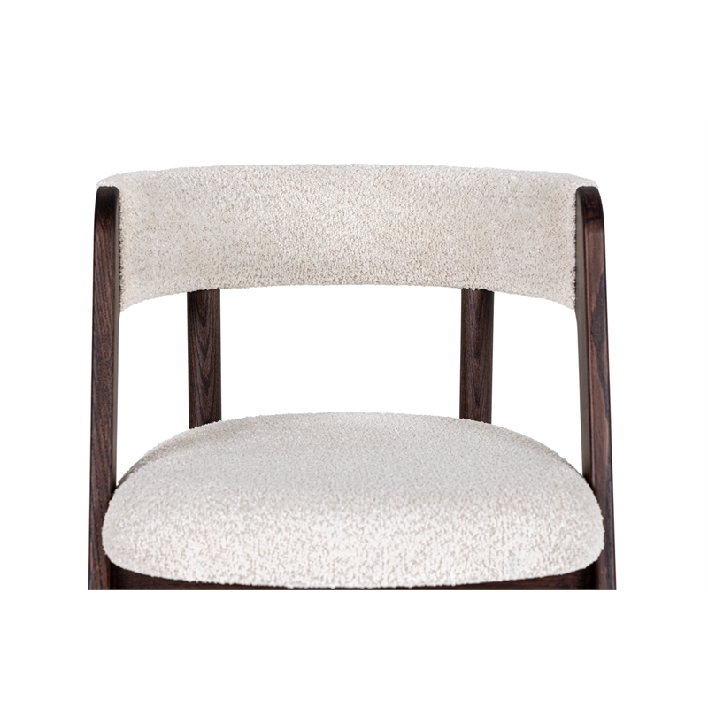 Pemberly Row Modern Fabric Dining Chair Set of 2 in Cream & Walnut Oak