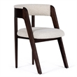 Pemberly Row Modern Fabric Dining Chair Set of 2 in Cream & Walnut Oak