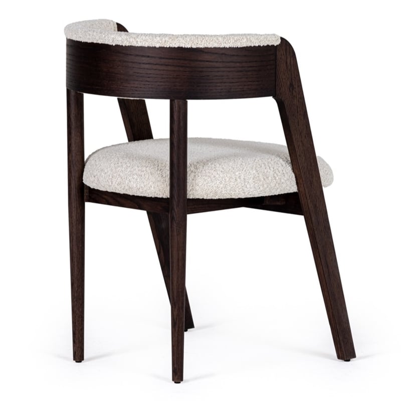 Pemberly Row Modern Fabric Dining Chair Set of 2 in Cream & Walnut Oak