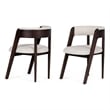 Pemberly Row Modern Fabric Dining Chair Set of 2 in Cream & Walnut Oak