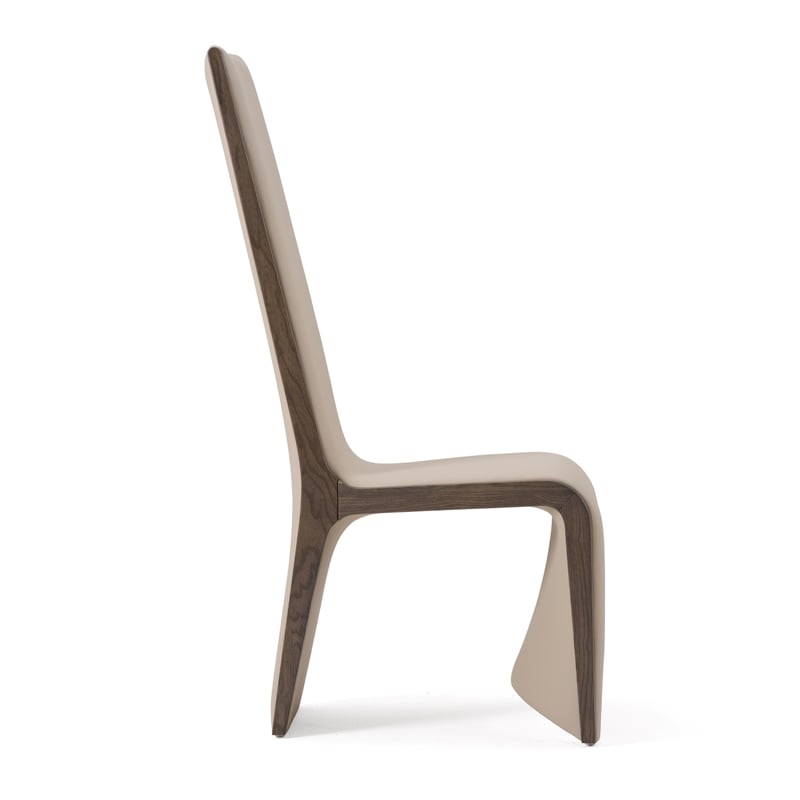 Pemberly Row Vegan Leather Dining Chair Set of 2 in Beige & Grey Ash