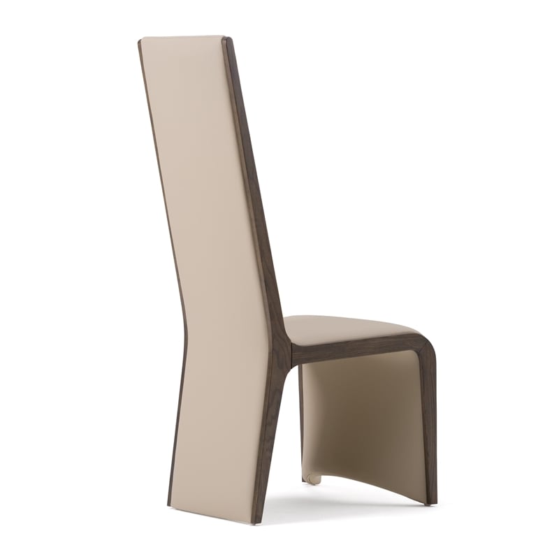 Pemberly Row Vegan Leather Dining Chair Set of 2 in Beige & Grey Ash