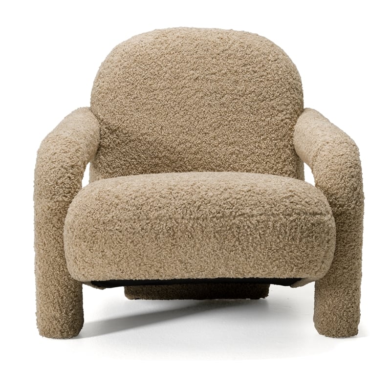 Pemberly Row Modern Fabric Upholstered Accent Chair with Arms in Tan