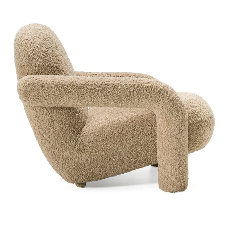 Pemberly Row Modern Fabric Upholstered Accent Chair with Arms in Tan