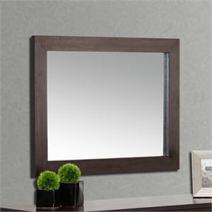 Pemberly Row Modern Rectangular Wall Mirror in Wenge Veneer Finish