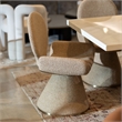 Pemberly Row Modern Fabric Dining Chair with Brushed Brass Base in Beige
