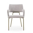 Pemberly Row Modern Fabric Dining Arm Chair with Brass Legs in Heather Grey