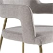 Pemberly Row Modern Fabric Dining Arm Chair with Brass Legs in Heather Grey