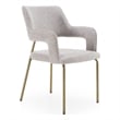 Pemberly Row Modern Fabric Dining Arm Chair with Brass Legs in Heather Grey