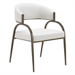 Pemberly Row Modern Fabric Dining Arm Chair in Off White & Bronze