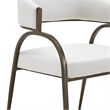 Pemberly Row Modern Fabric Dining Arm Chair in Off White & Bronze