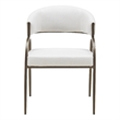 Pemberly Row Modern Fabric Dining Arm Chair in Off White & Bronze
