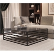 Pemberly Row Square Modern Wrought Iron & Glass Coffee Table in Black/Clear