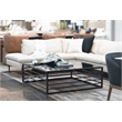 Pemberly Row Square Modern Wrought Iron & Glass Coffee Table in Black/Clear
