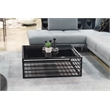 Pemberly Row Square Modern Wrought Iron & Glass Coffee Table in Black/Clear
