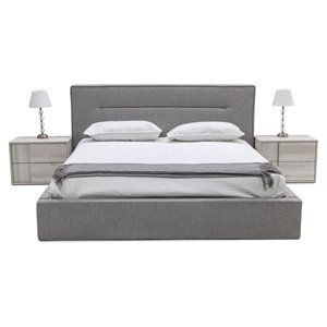 Pemberly Row 84x86.75&quot Modern Fabric Upholstered Eastern King Bed in Gray