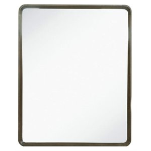 Pemberly Row 39.3x31.4&quot Mid-Century Solid Wood Mirror in Dark Brown/Clear