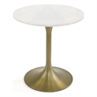 Pemberly Row Round Stainless Steel & Marble End Table in White/Gold